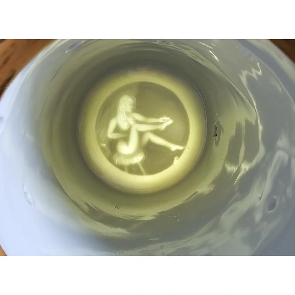 Dresden Porcelain Lithophane Nude Silhouette Puzzle German 50's Beer Stein Boar‎